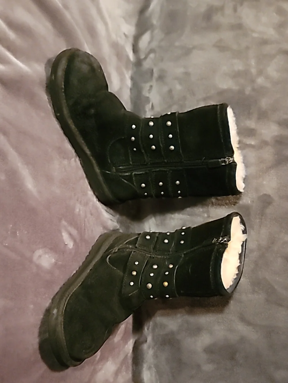 UGG Black Studded Shearling-Lined Kids Boots